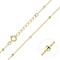 40 Cm Silver Satellite Chain with Extension / Gold Plating